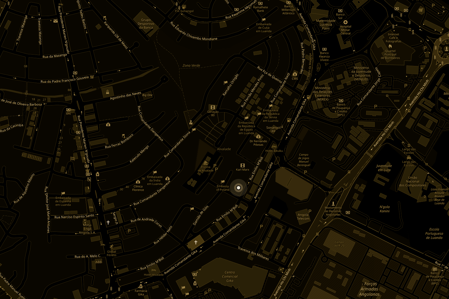 Mapa do Alvalade com a localização do Parampas na Rua Emílio M'Bidi